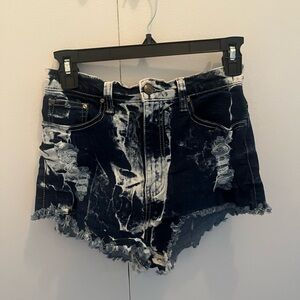 Stylish Blue and White Women's Denim Shorts